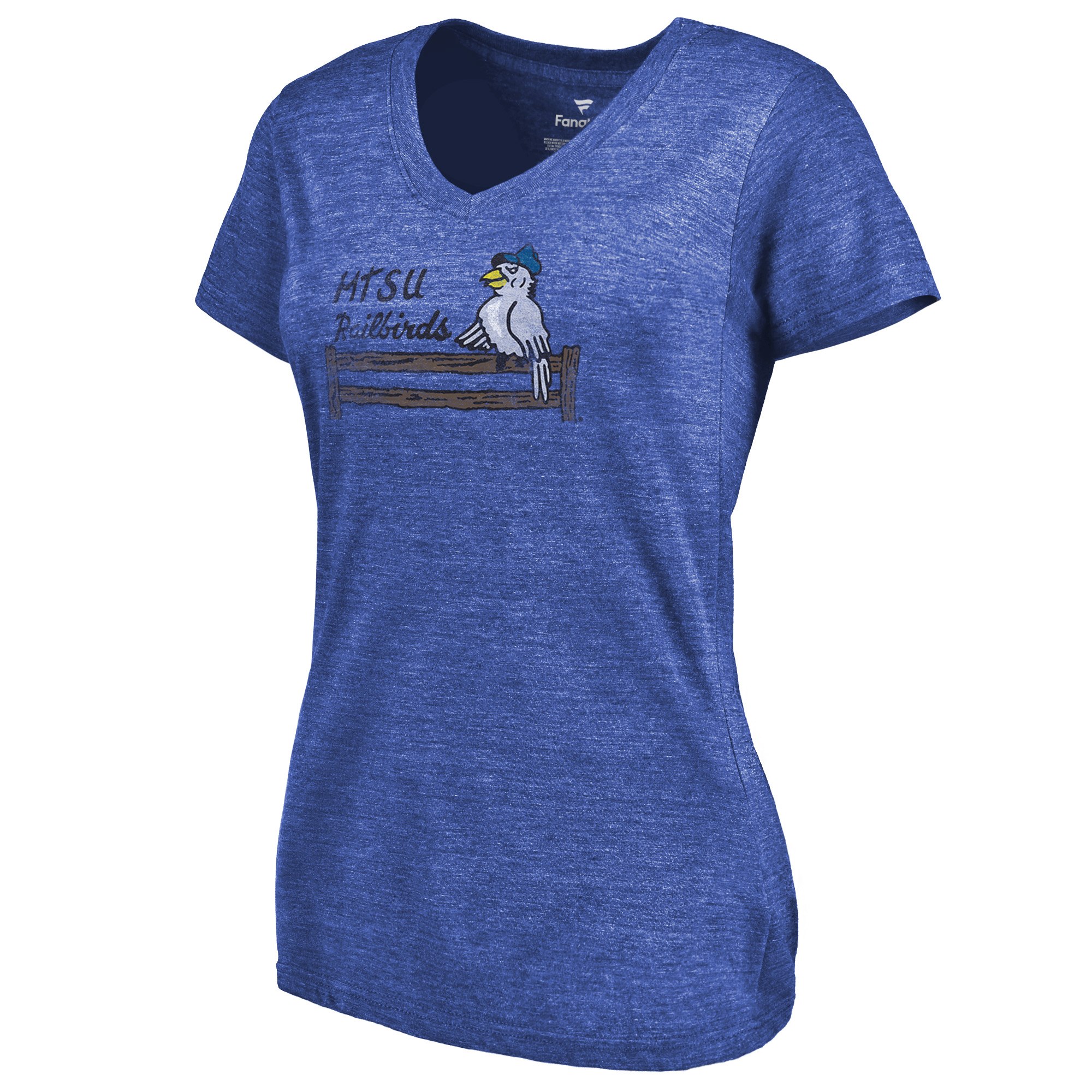 2020 NCAA Fanatics Branded Mid. Tenn. St. Blue Raiders Women Royal College Vault Primary Logo TriBlend VNeck TShirt->ncaa t-shirts->Sports Accessory